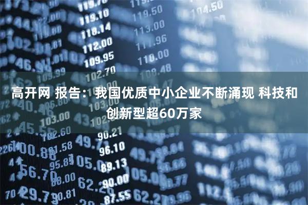 高开网 报告:我国优质中小企业不断涌现 科技和创新型超60万家